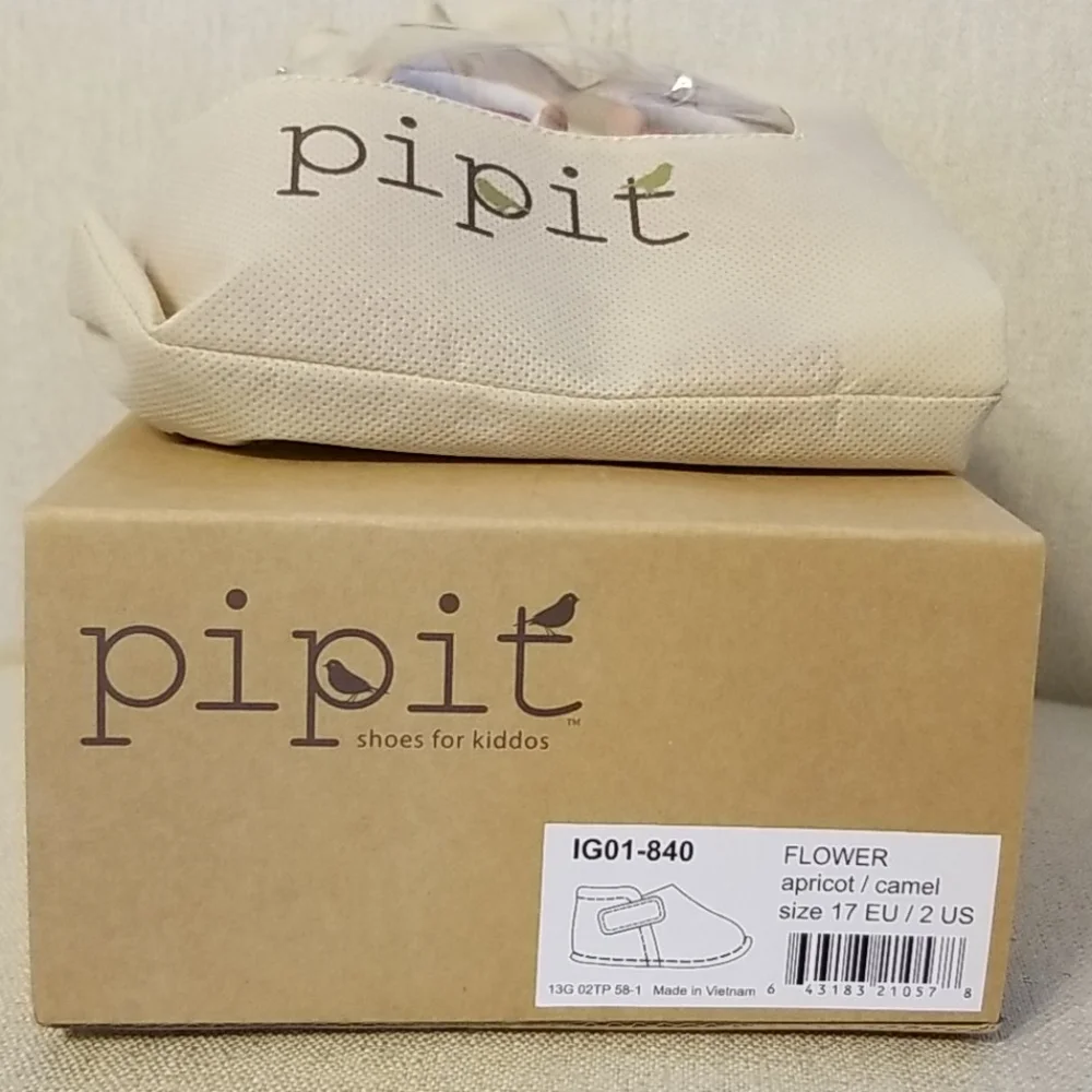 Pipit Toddler Flower Shoes in Apricot/Camel